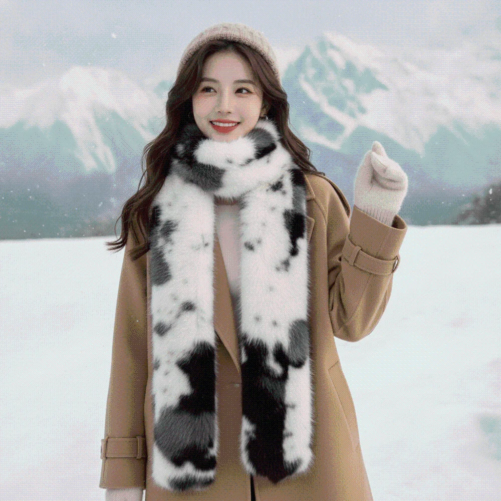 Skin Friendly Winter Faux Fur Scarf Soft Texture Lightweight Thick Warm Neck Warmer Washable Cozy Fit Long Fluffy Muffler