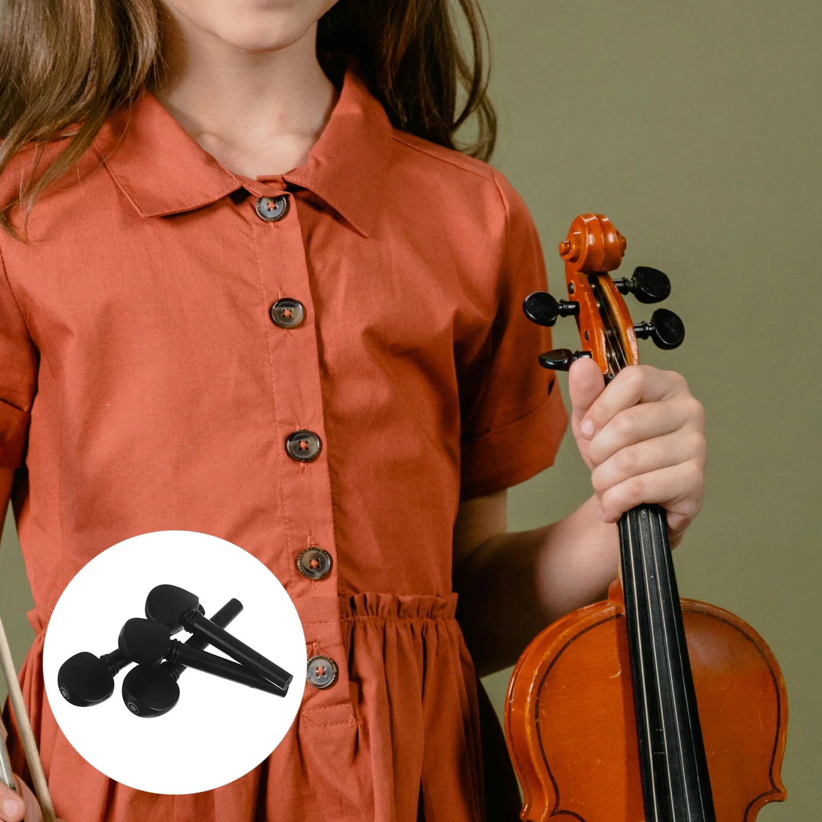 

4pcs Ebony Violin Tuning Pegs 4/4 String Adjuster Fine Tuners Replacement Parts Stable Pitch Easy Installation Musical