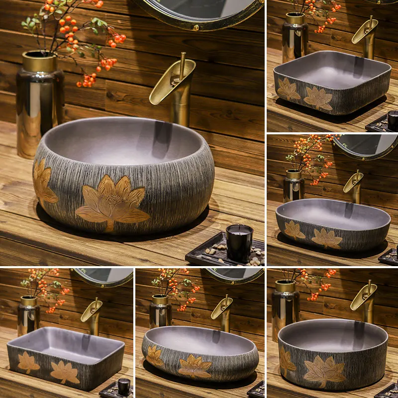 

Rectangular Jingdezhen Bathroom ceramic sink wash basin Porcelain Counter Top Wash Basin Bathroom Sinks laundry basin sink