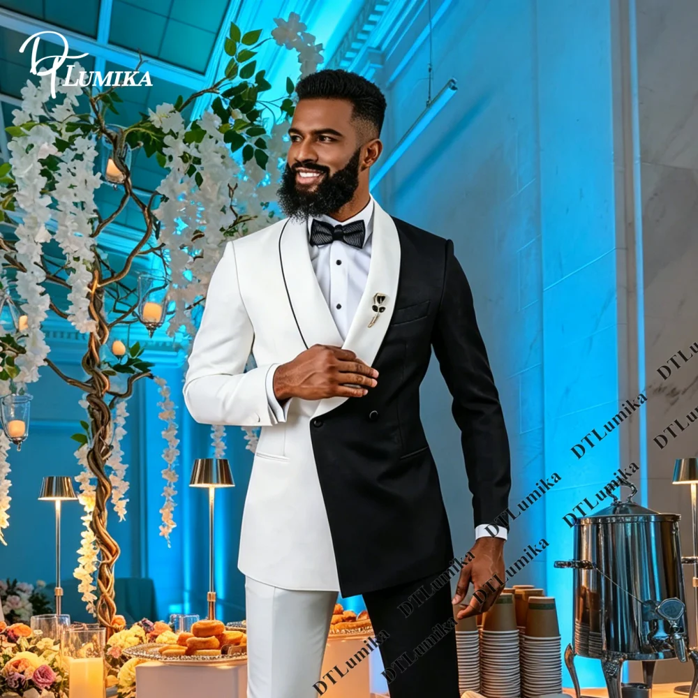 

Men Two Tone Suit Peak Lapel Adjustable Cummerbund Custom Made Tuxedo For Groomsmen Wedding Prom Party Evening Ceremony Blazer