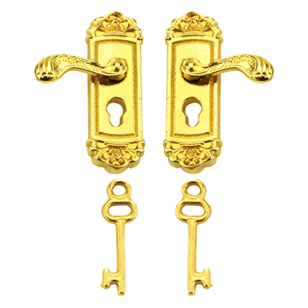 

2 Sets Dollhouse Accessories Mini Building Kit Miniature Door Hardware Long Handle Knocker Lock Zinc Alloy That Actually Work