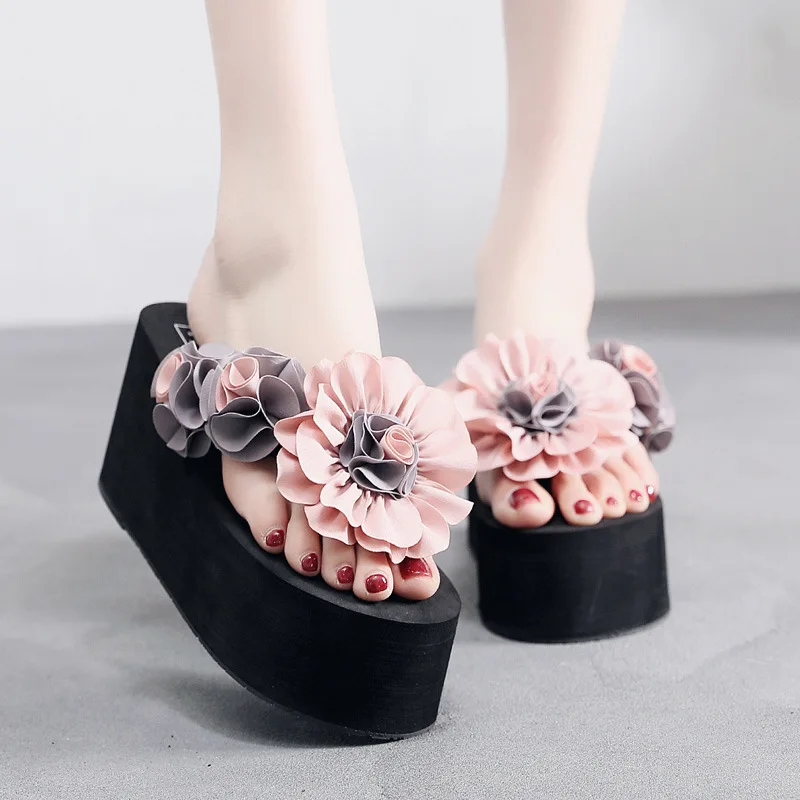 

8CM Women's Shoes Summer New Wedge Heel Flip Flops for Woman Comfortable Vacation Casual Shoes Designer Shoes Zapatos De Mujer