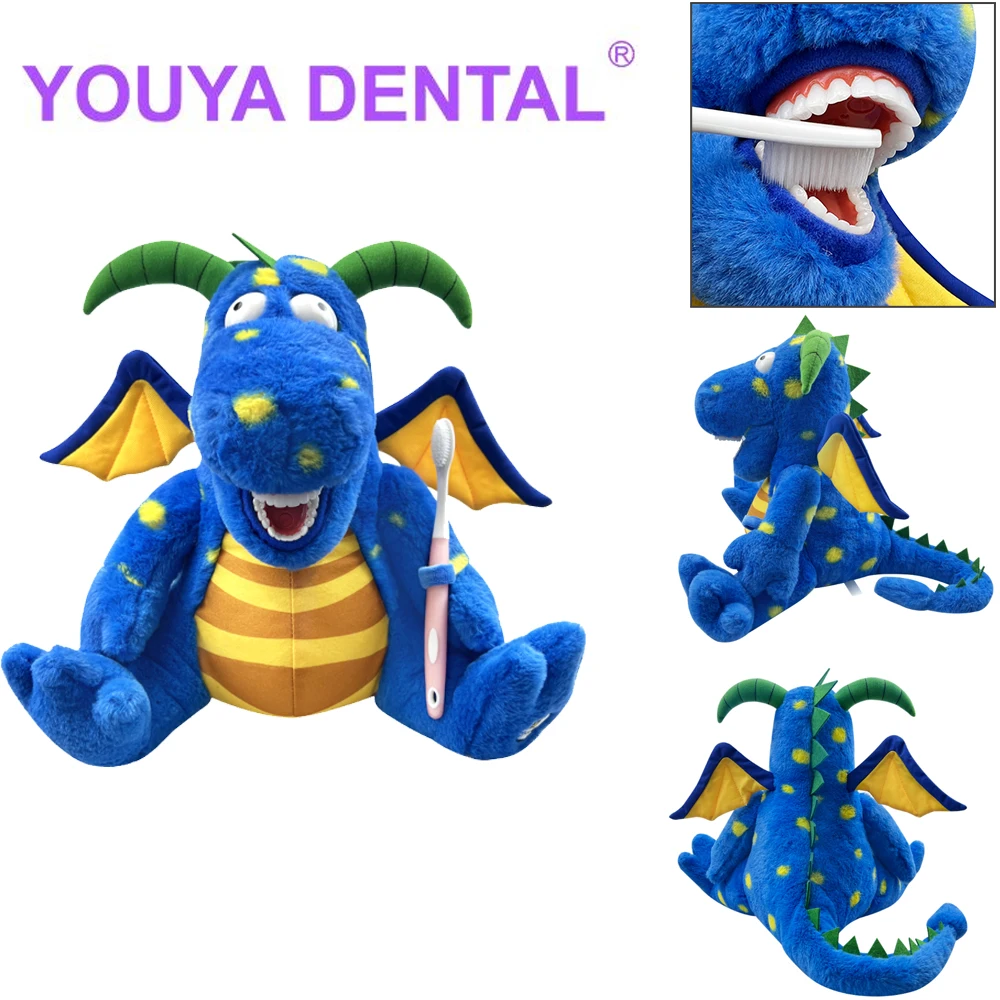 1Pcs Lovely Dinosaur Doll Cartoon Stuffed Animal Doll With Teeth for Dental Kids Brushing Teaching Dentistry Clinic Decor Gifts