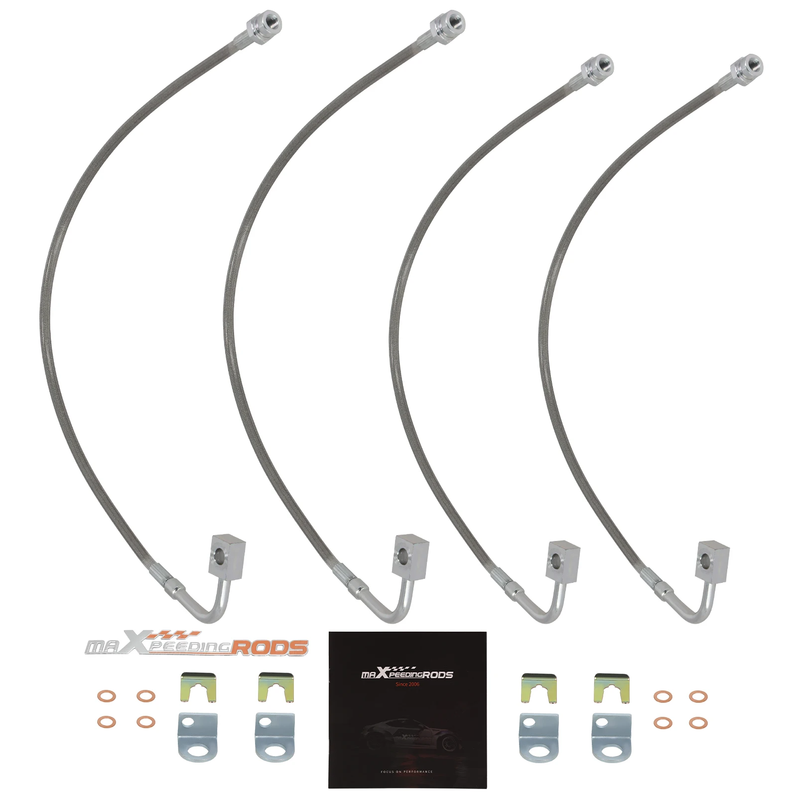 

Front &Rear Stainless Steel Braided Brake Hose Kit For Jeep Wrangler JK 07-2018