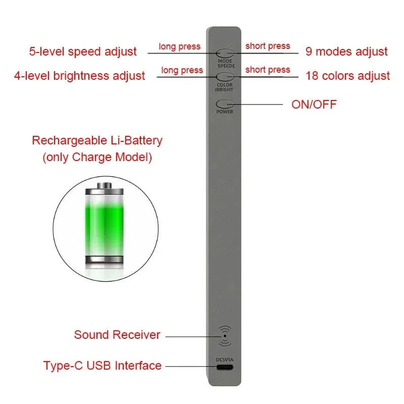 Smart RGB Light Bar LED Light Music Rhythm Ambient Pickup Lamp With App Control For TV Compute Gaming Desktop Decoration Party