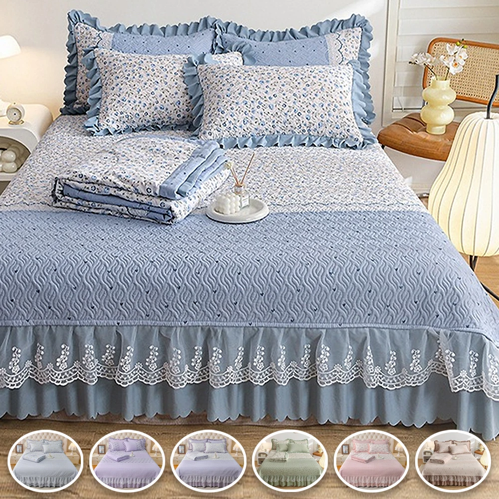 

1PC Laced Bedspread Solid Color Bed Cover Thicken Bedsheets Home Mattress Protector Colchas Queen Size Bed Linen (No Pillowcase)