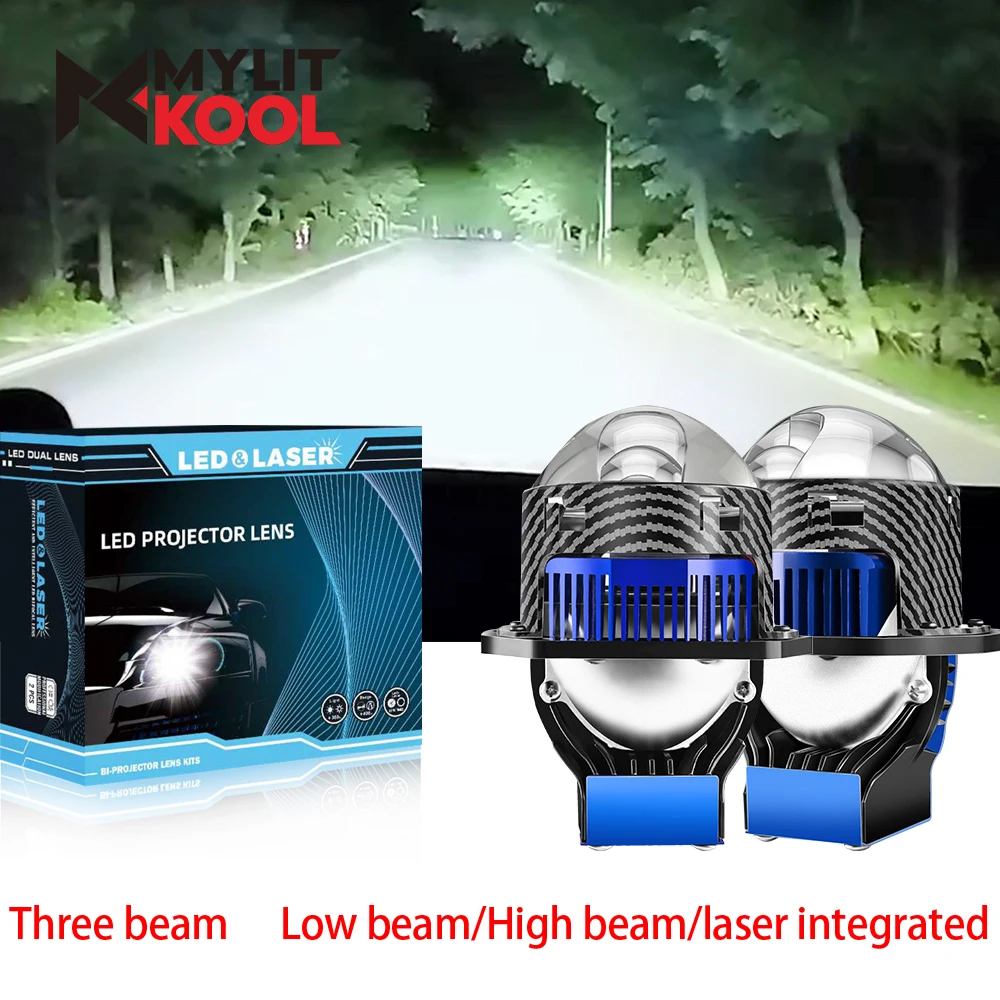 

3 Inch Bi LED Projector Lenses Bulb Fog Light Low and High Beam Laser Beam 800000LM LED Headlight Upgrade Car Retrofit Universal
