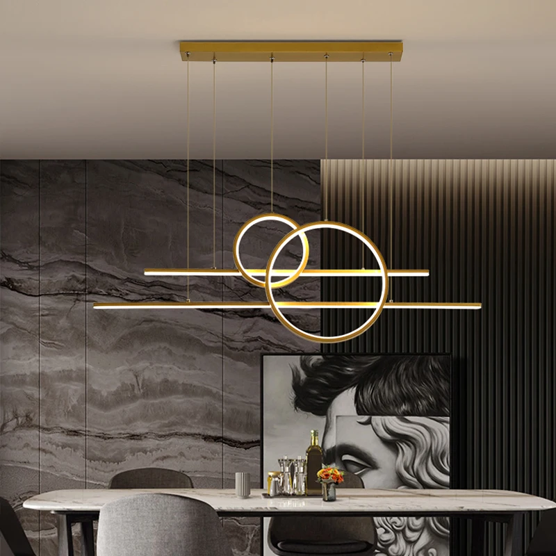 Modern LED Pendant Chandeliers Lighting Fixtures for Living Dining Room Kitchen Restaurant Bar Decor Hanging Lamp Gold Black