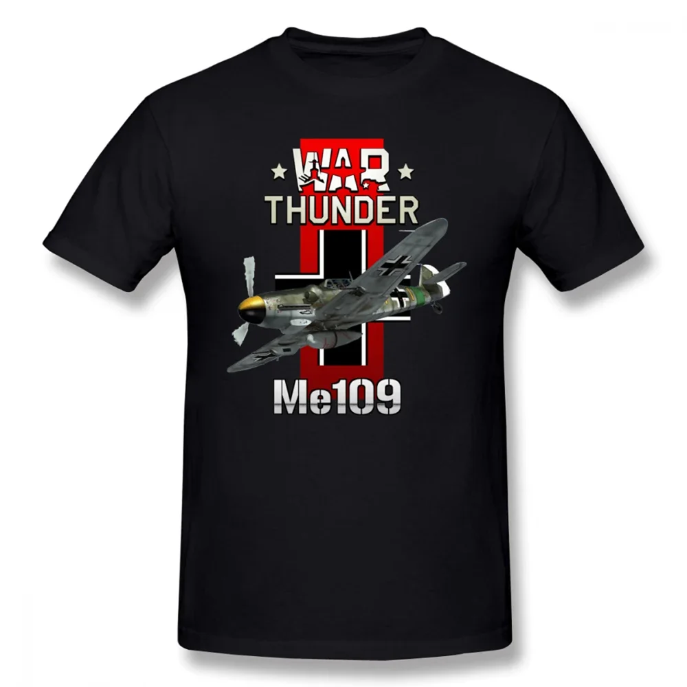 

WWII War Thunder German Me 109 Fighter Aircraft T Shirt. New 100% Cotton Short Sleeve O-Neck T-shirt Casual Clothing Mens Top