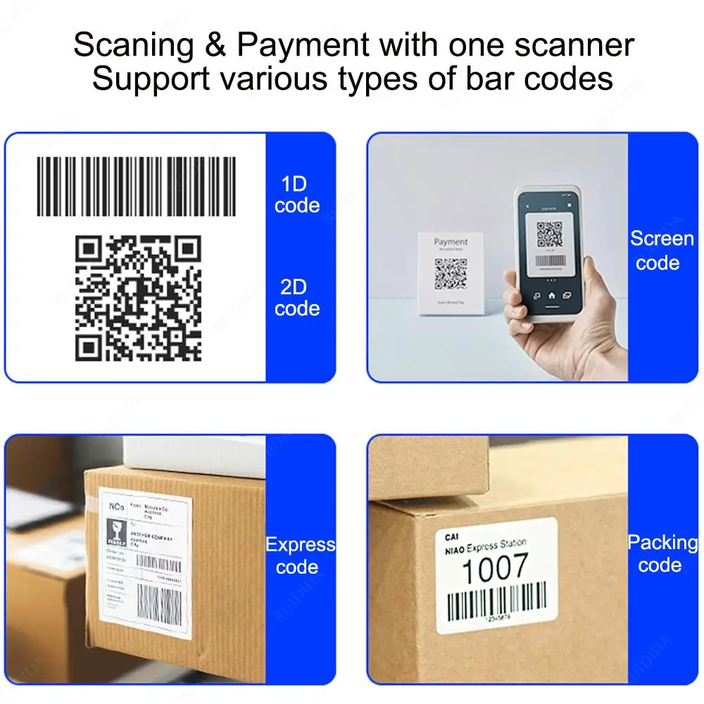 1D 2D Code Scanner Wired Bar Code Scanner USB Desktop Reader Portable Handsfree Omnidirectional Automatic Qr Code Scanner