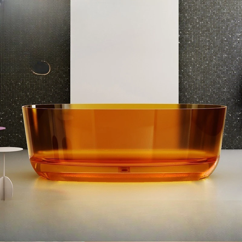 

transparent resin, bathtub household, independent small apartment, colored crystal thick edge, oval bathtub