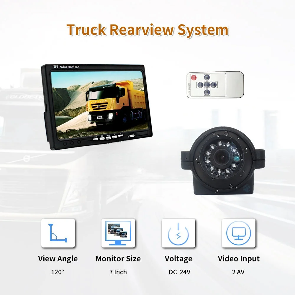 Backup Camera Monitor Truck Trailer Rear Side Reversing View Wired Waterproof Avoid Blind Spot Kit Security Camera System Truck