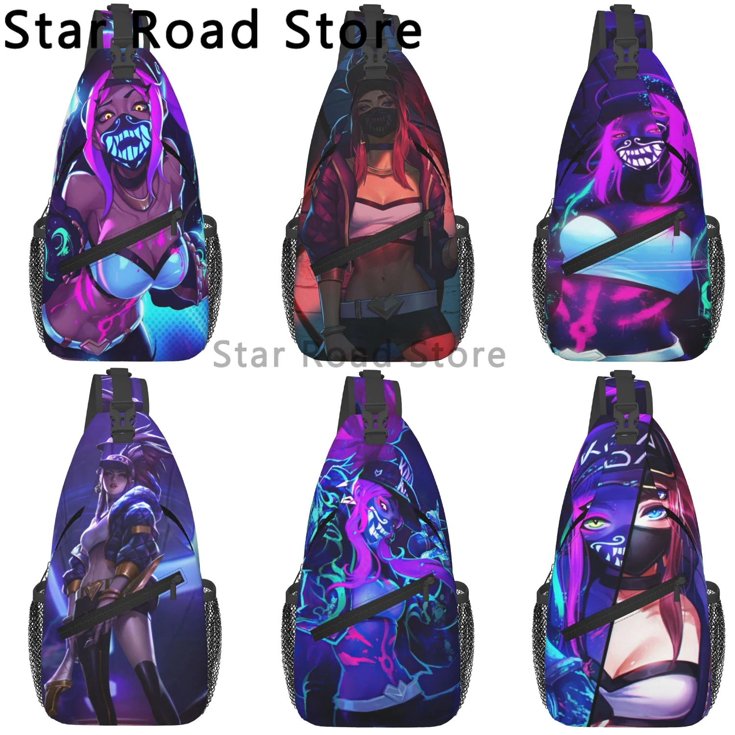 League of Legends borsa a tracolla Akali per donna uomo borse a tracolla a tracolla zaino a tracolla Casual borsa a tracolla da viaggio