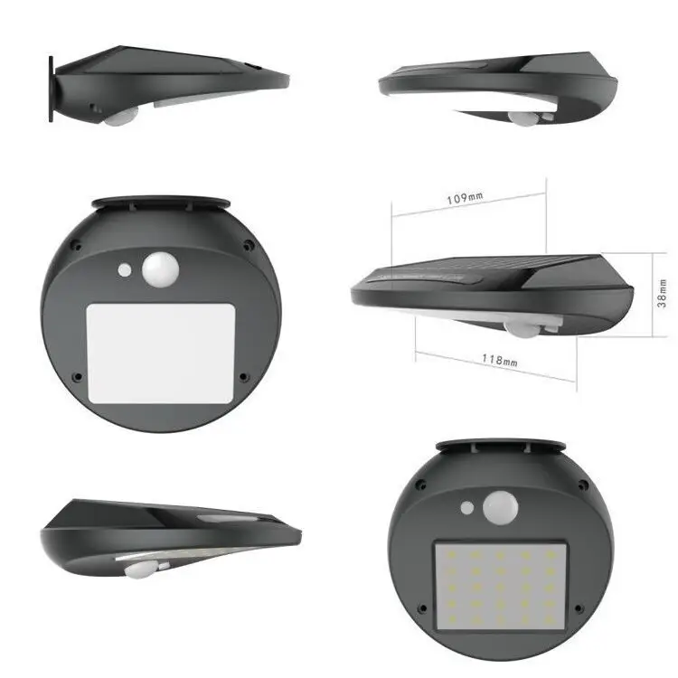 내후성 태양열 벽 램프, 긴 수명, 정원용 벽 램프, 파티오용 차고, 3.7V, 1.2W, 300lm