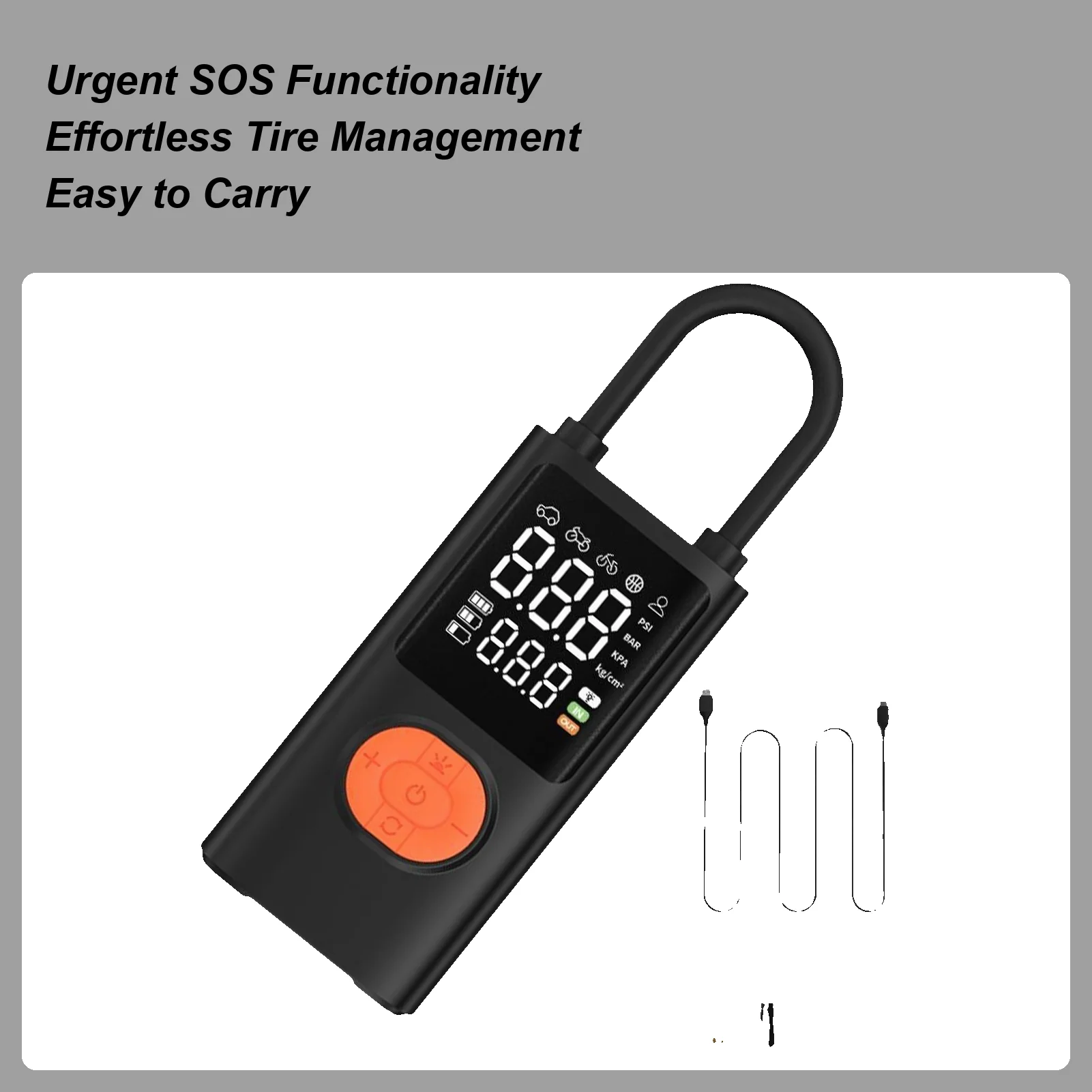 

Portable Tire Inflator Car Air Compressor Rechargeable Light Tire Inflator With Digital Pressure Gauge For Truck Bike Ball