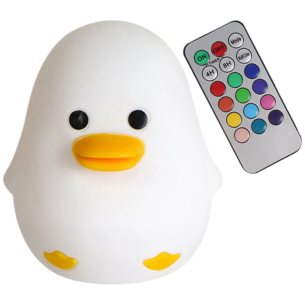 

Silicone Night Duck Bedroom Kids Gift Night Light For Kids Remote Control Cartoon Toy Teen Room Decor Lamp Animal Lighting