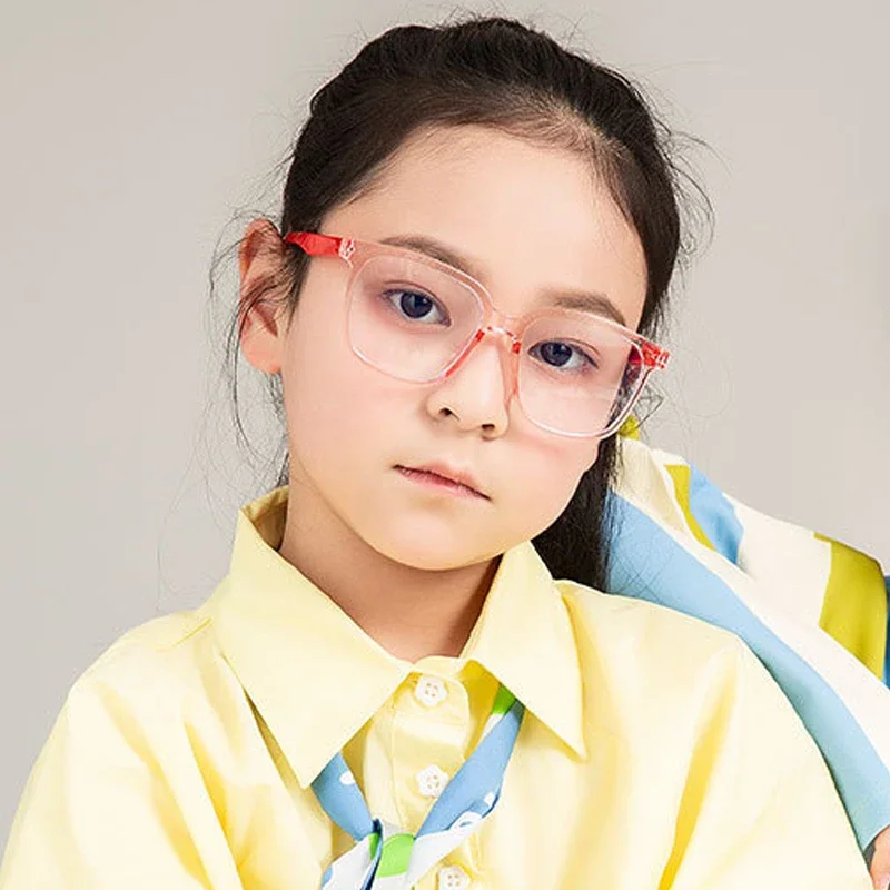 Anti Blue Light Kids Glasses Square Children Boy Girls Computer Transparent Blocking Reflective Eyeglasses Online Study Eyewear