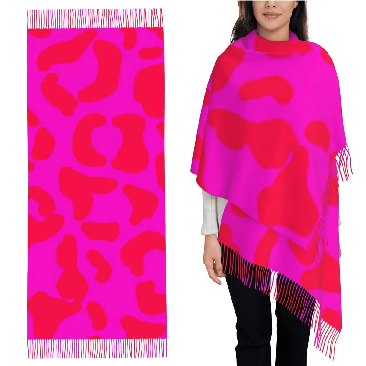 

Шарф с леопардовым принтом, шарфы с кисточками, женские мягкие теплые шали и накидки, большая осенне-зимняя шаль