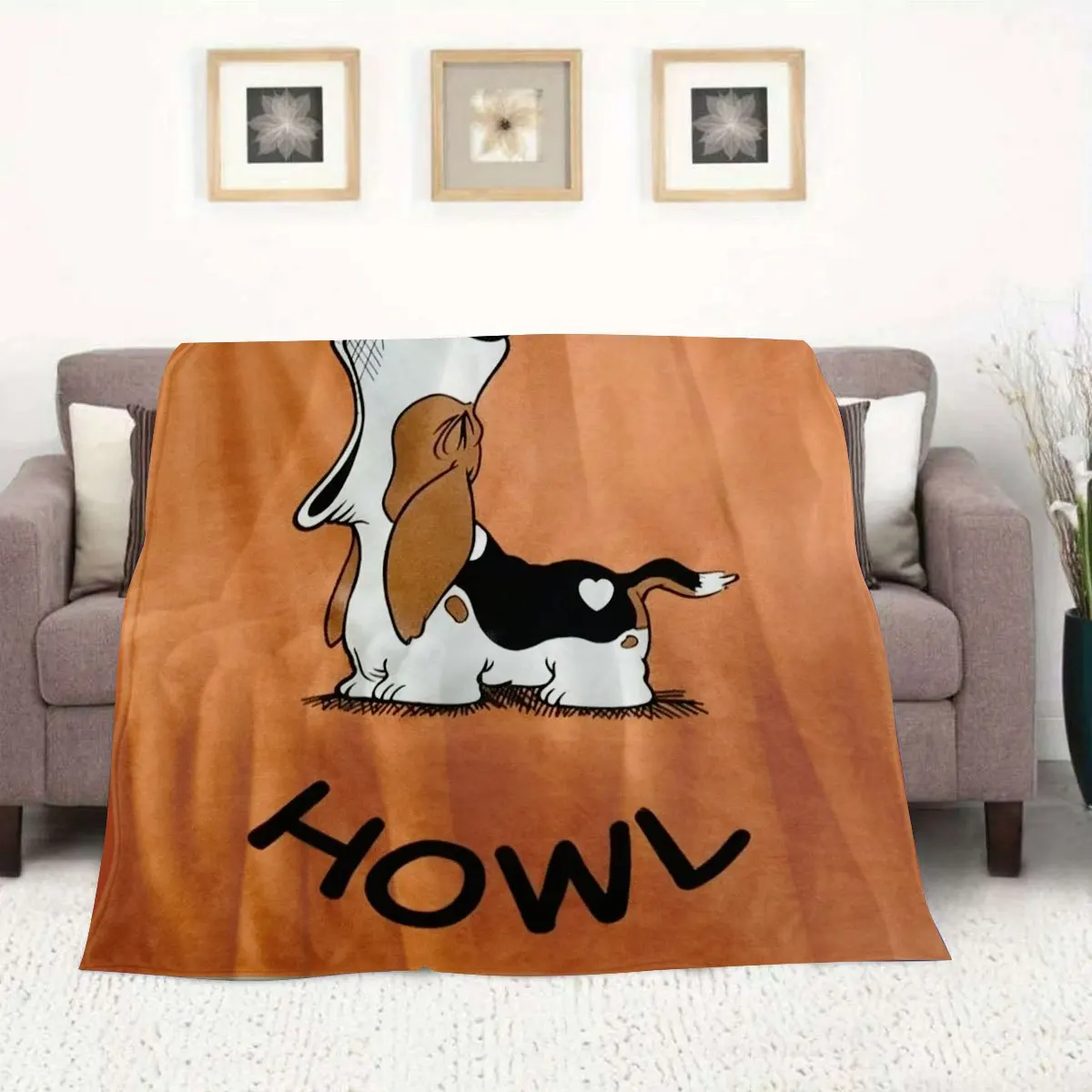 Cozy Dog Lover Blanket Born To Howl Puppy Pet Throw Oversized Graphic Novelty Gift for Dog Moms Christmas Decor