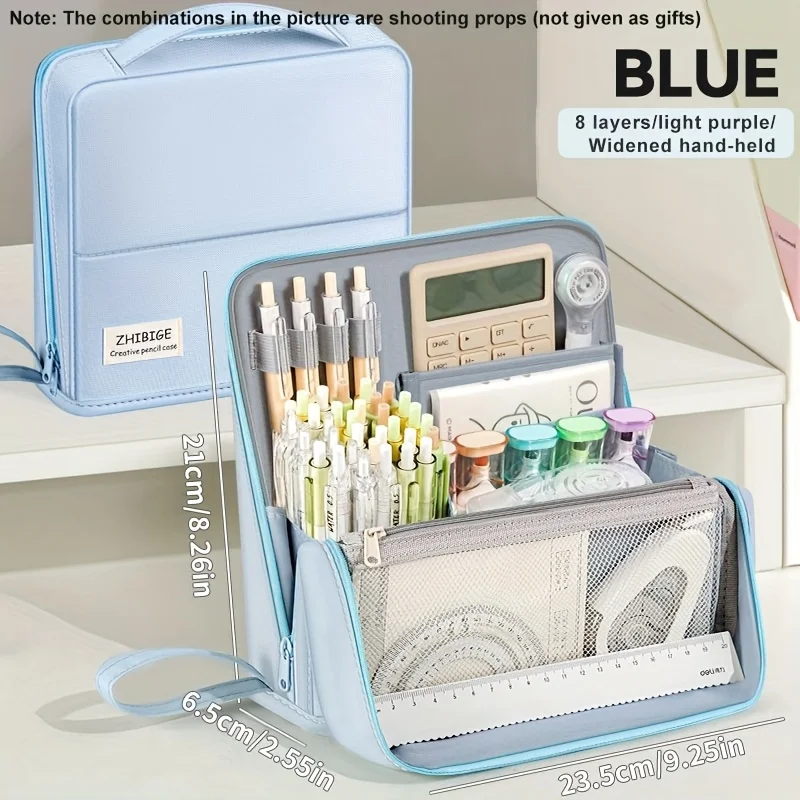Large Capacity Standing Pencil Bag Magnetic Stationery Storage Handbag Portable Organizer Stationery 900D Oxford Cloth Office