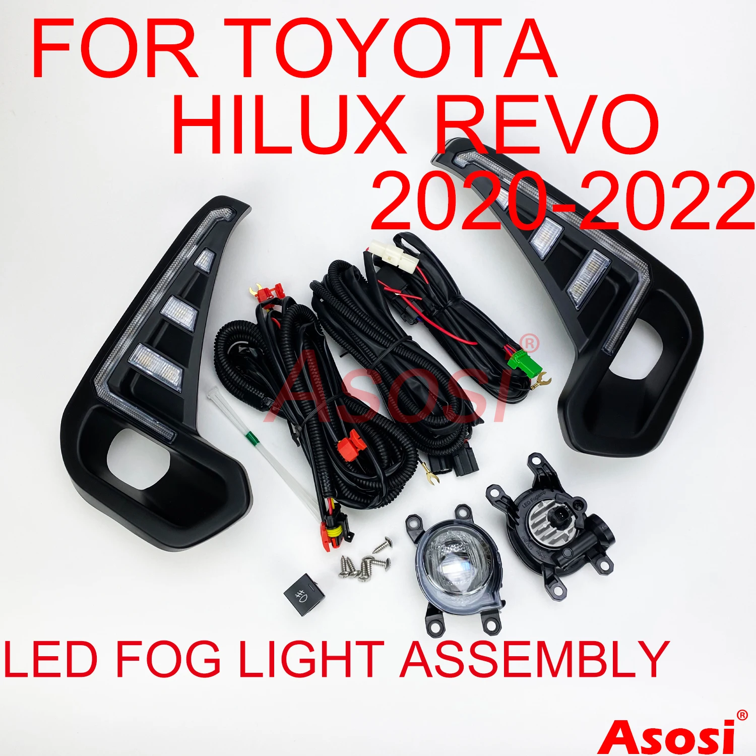 

Front Bumper LED Fog Lamp + DRL Daytime Running Lights For Toyota Hilux Revo Pickup 2020 2021 2022 Passenger & Driver Side