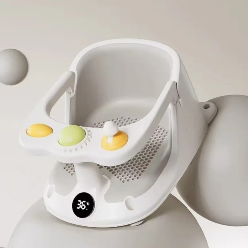 

Сиденье для ванны для ребенка 6–18 месяцев обеспечивает поддержку спинки Сиденье для ванны с дисплеем температуры для купания