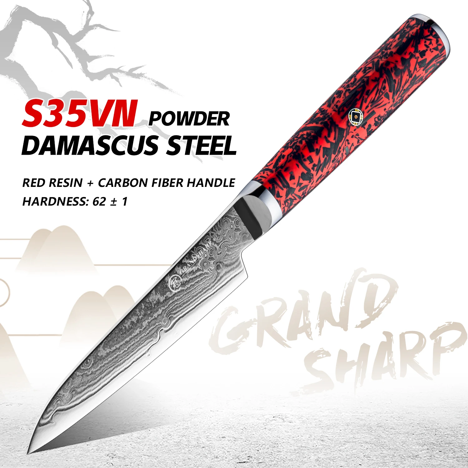 

Grandsharp 3.8"Kitchen Utility Knife Damascus Professional Chef Knife Peeling Paring Fruit Vegetable Meat Cooking Tools