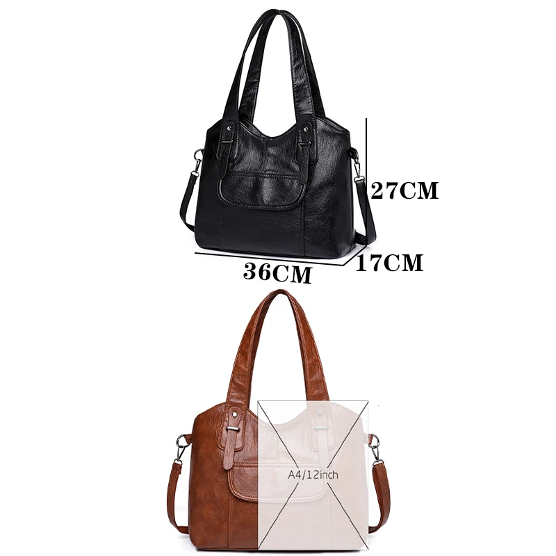 Women Casual Tote Bags 2024 Leather Female Handbag Large Big Shoulder Bag For Women Tote Ladies Vintage Leather Crossbody Bags