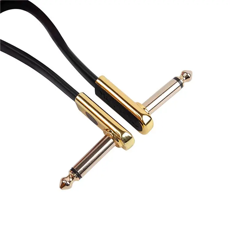 Gold flat patch cable guitar effects pedal cable 1/4 angle to angle for guitar and effects pedal