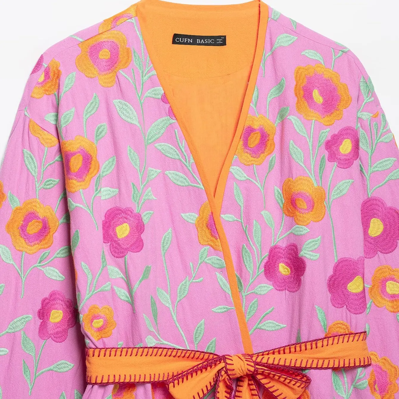 Spring Summer New Arrival Women's Fashion Versatile Floral Belted Jacket Loose Fit Long Sleeve Polyester Non-Shrinkage