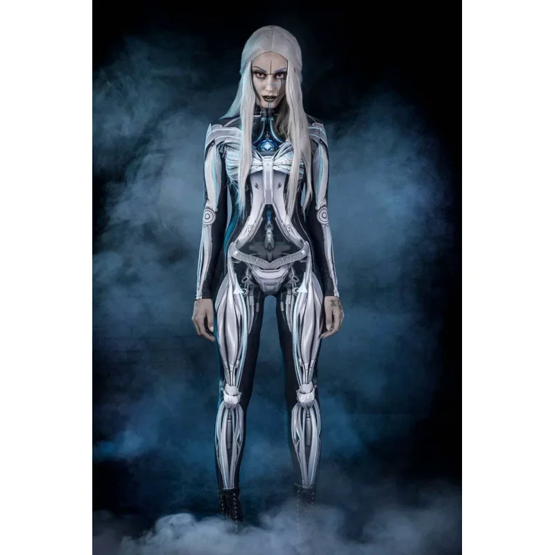 Coslan Muscle Lines Cosplay Costume Bodysuit Suit Fashion Skinny Long-sleeved Jumpsuits Halloween Cosplay Party Suit Women Adult