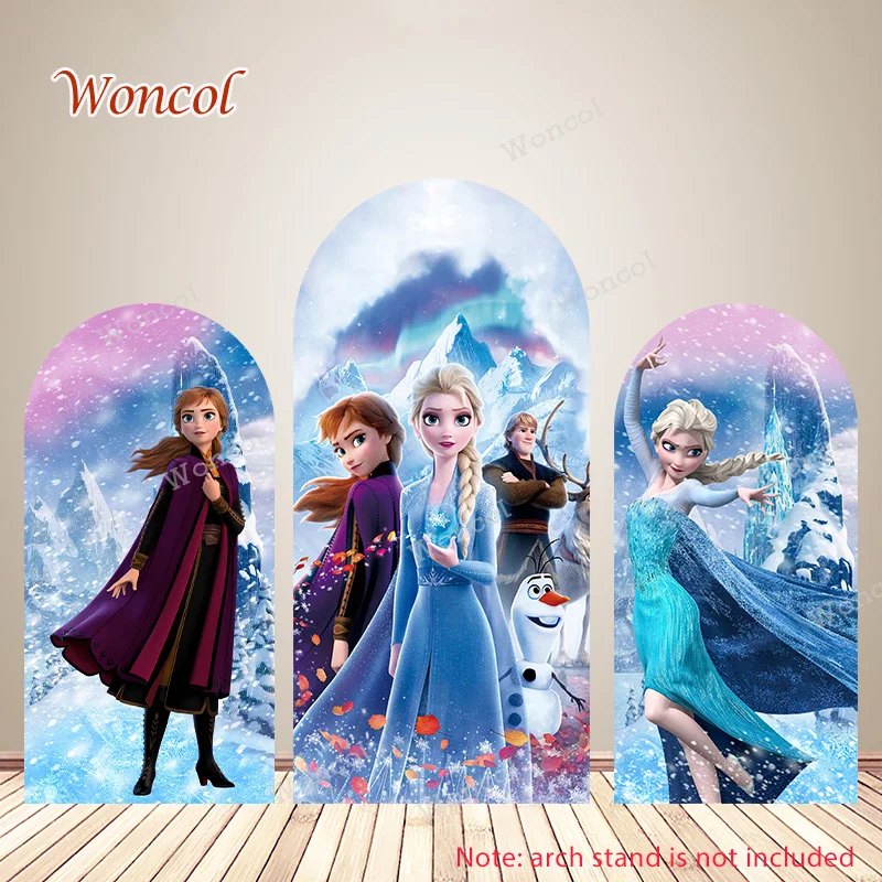 

Frozen Elsa Anna Arch Backdrop Sven Kristoff Olaf Birthday Backdrop Polyester Anna Elsa Double-Sided Arch Cover Baby Shower Prop