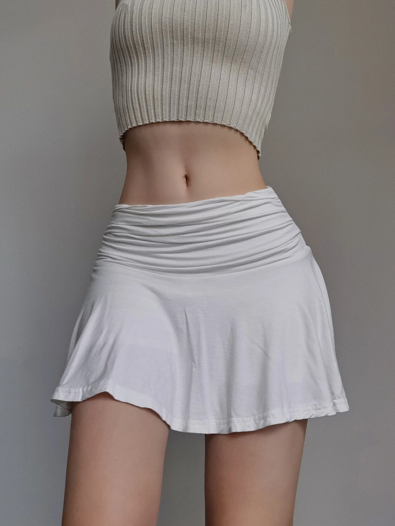 Sexy Ballet Style Solid Slim Short Skirt Women's 2024 Summer New High Waisted Elastic Yoga Wrap Buttocks Pleated Skirt D471