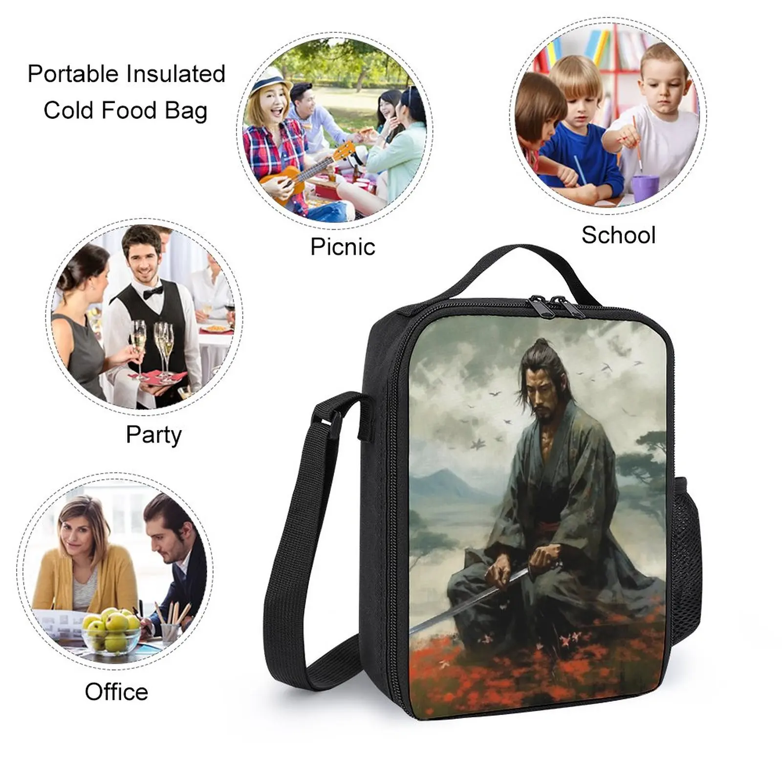 Mochila Lunch Bag, Vagabond Miyamoto Musashi, gráfico seguro, legal, viagem aconchegante, creme dental Pen Bag, 3 em 1 conjunto, 17"