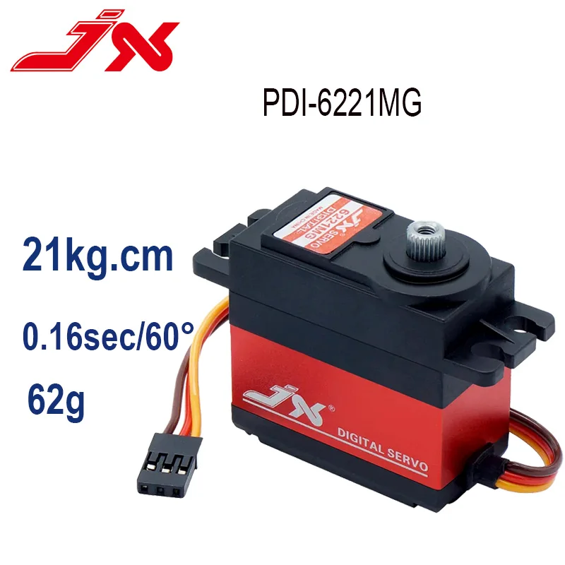 

JX PDI-6221MG 20KG Large Torque 120° 360° Metal Gear Digital Coreless Servo For 1/10 1/8 RC Car Crawler Buggy Helicopter Boats