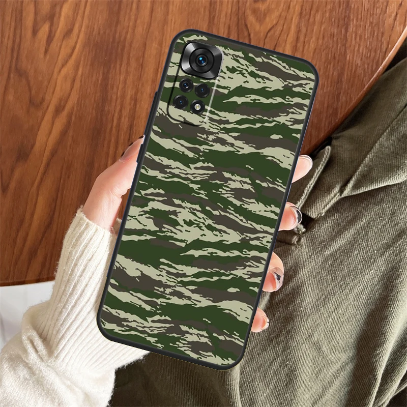 Humor Tiger Stripe Camo Camouflage Case For Xiaomi Redmi Note 8 9 10 11 12 Pro Note 9S 10S 11S Redmi 10C 10A 9A 9C Back Cover