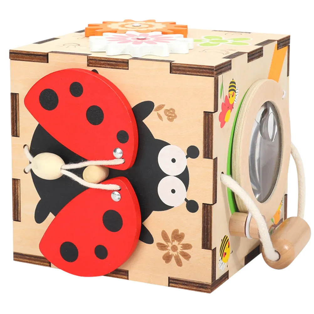 

Набор из 1 многофункциональной развивающей коробки-сортера с разноцветными сенсорными элементами для раннего развития детей, деревянный, компактный