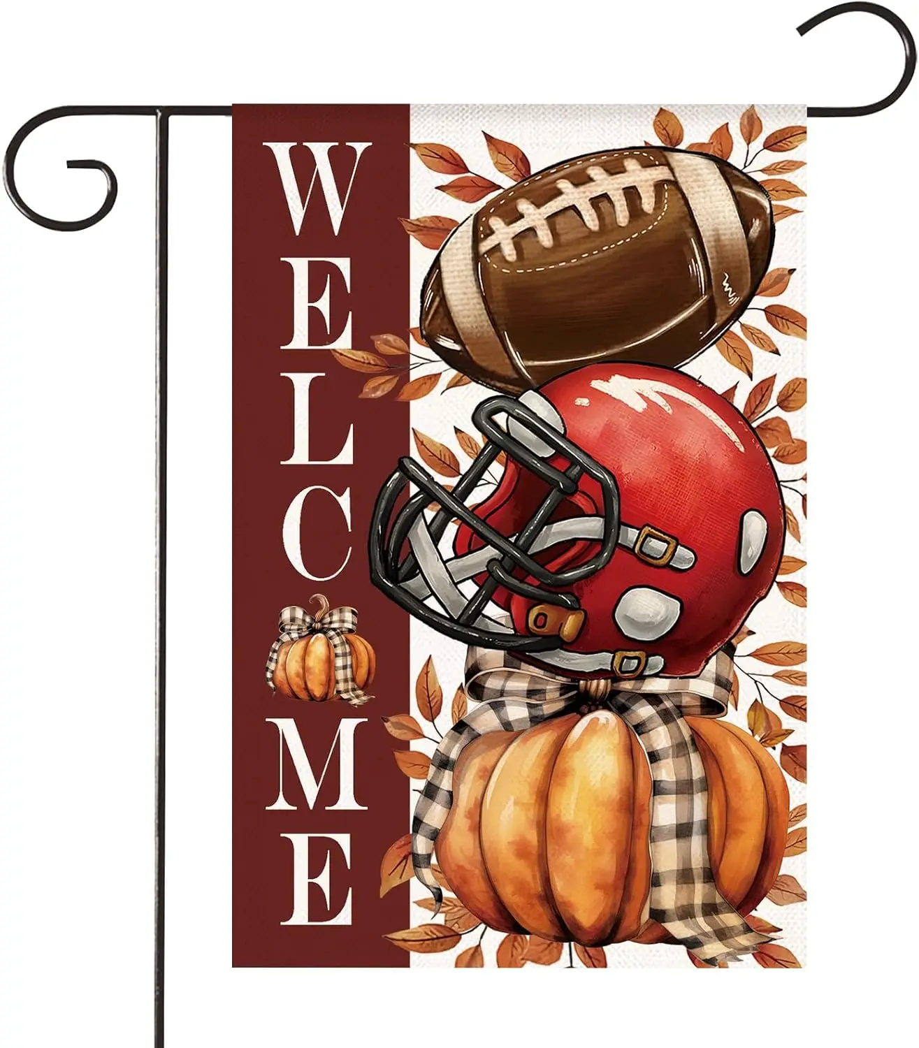 HOMFREEST Fall Football Garden Flag 12x18 Inch Double Sided Burlap Outside Welcome Pumpkin Small Flag Autumn Seasonal Thanks LLE