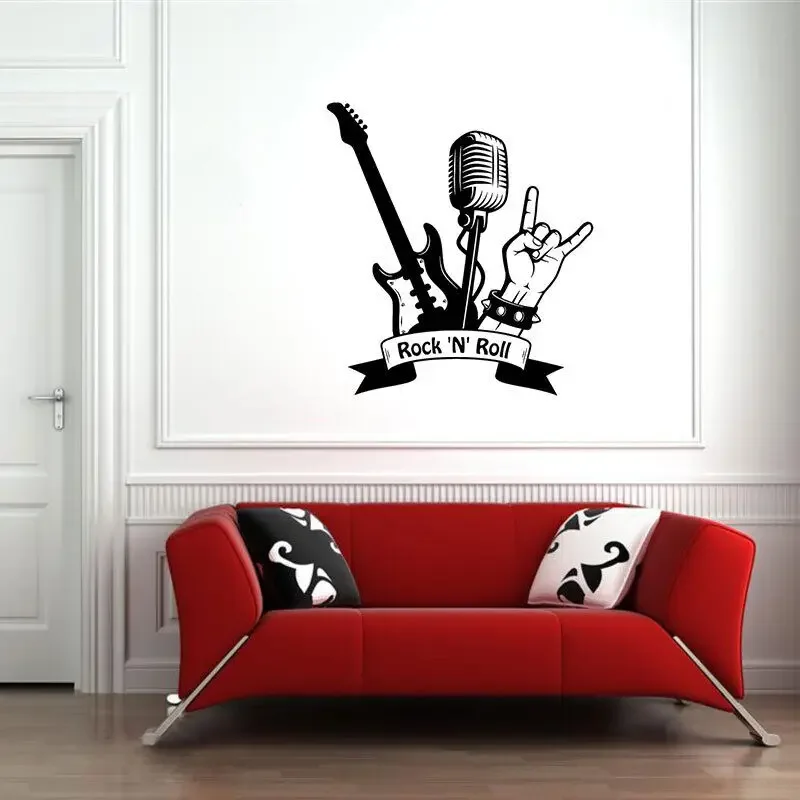 Music Wall Stickers Rock N Roll Vinyl Wall Decals Musician Stickers Murals Home Living Room Bedroom Fashion Decoration YY25
