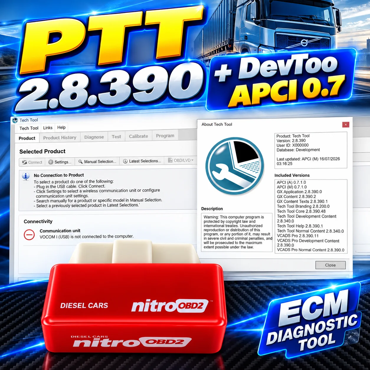 Lastest ptt 2.8.390 Vocom Premium Change Parameters Include Developer Tool+Dev2tool+APCI 0.7 DB7 Parts Catalog PROSIS IMPACT