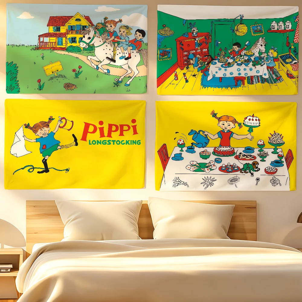 Cartoon P-Pippi Longstocking Flag For Sports Matches  Games Parade Rally Holiday Festival Backyard Balcony Club Bar Decor