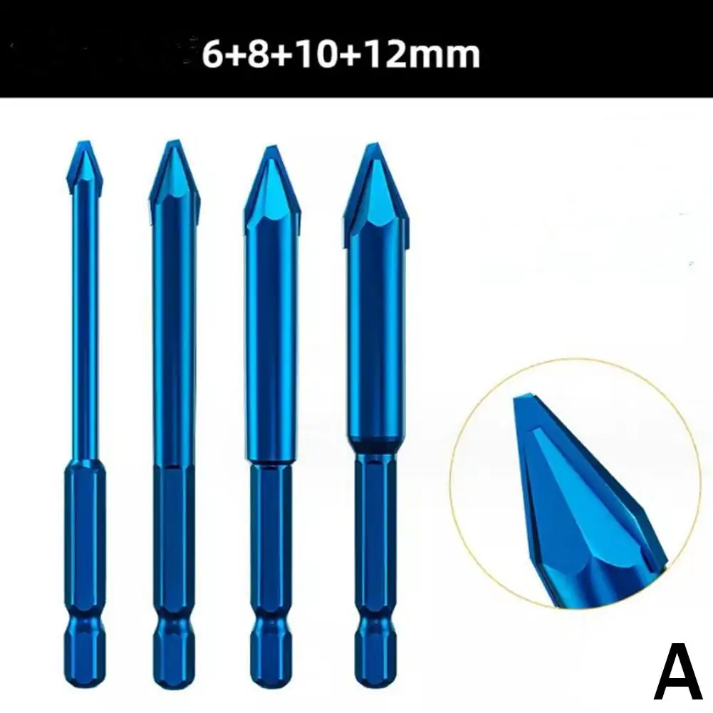 3/4/5 Stuks Excentrische Spiraalboor 6mm/8mm/10mm/12mm Hoge Hardheid Boren Metalen Spiraalboren Voor Glas/Tegel/Hout D0V1