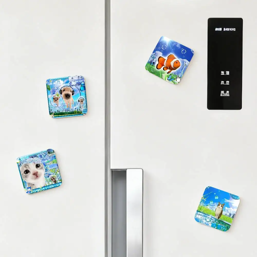 Frutiger Aero Aqua Nostalgia Refrigerator Magnets For Dishwasher/ Refrigerator/ Freezer, Whimsical Kitchen Decor