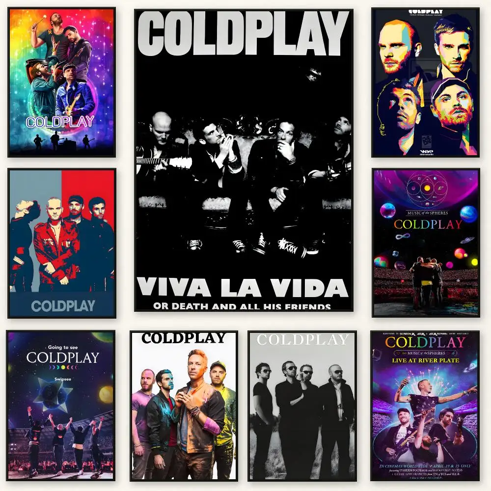 Pop Band C-Coldplay Poster Frameless Peel-and-Stick Removable Wall Art Print