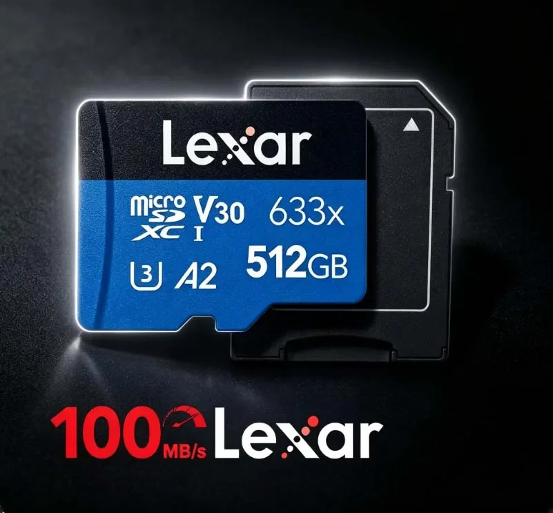 Lexar 633x Memory Card Original Micro SD Card Multifunctional microSD TF Card V10 V30 A1 A2 Blue for DVR Phone Table