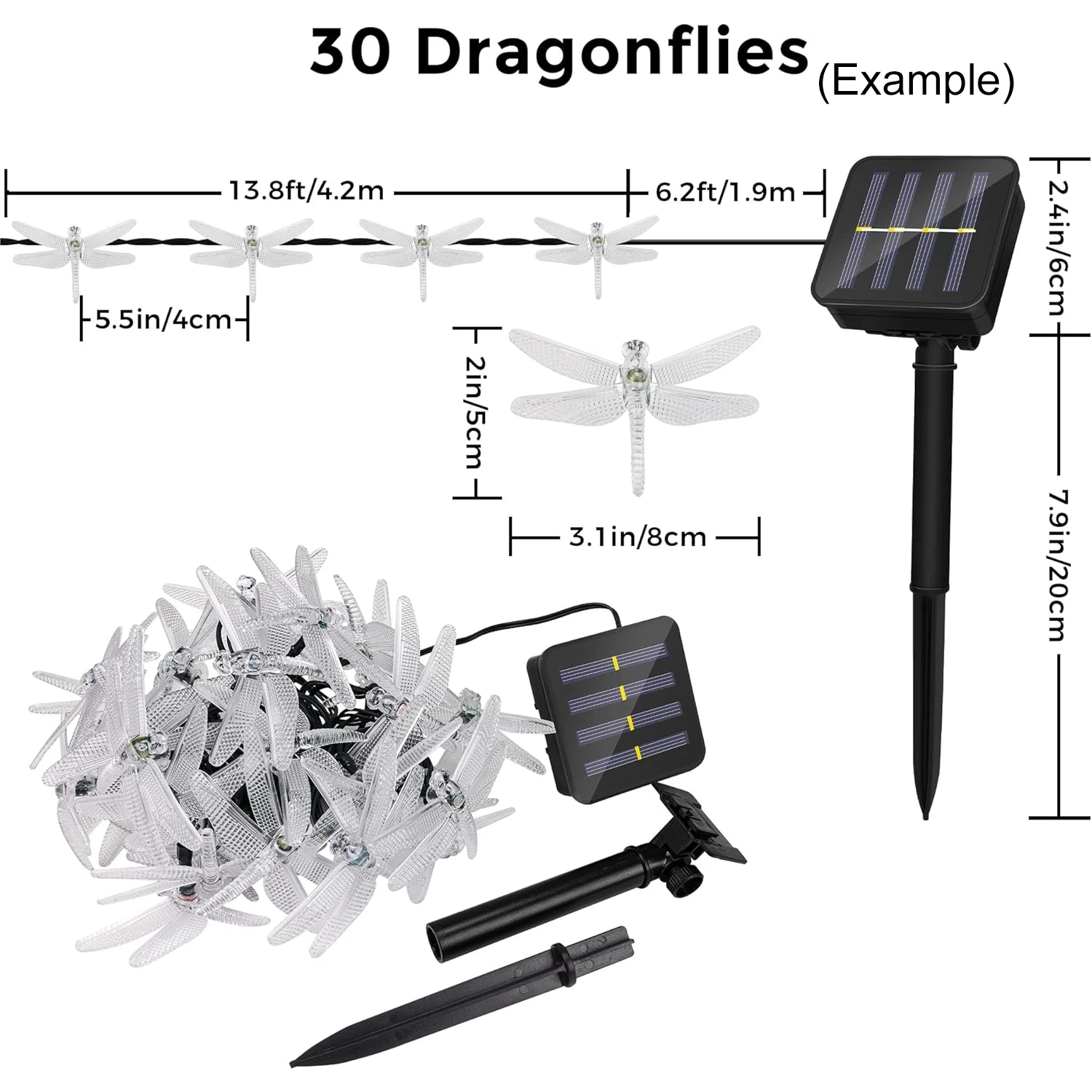 Imagem -05 - Solar Powered Dragonfly String Lights Guirlanda de Led Fairy Lights para Pátio Jardim Quintal Casamento Decoração de Natal m m 12m