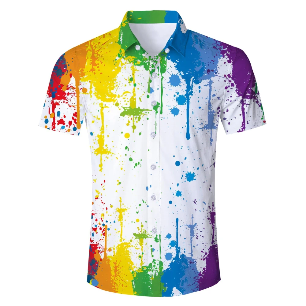 Hawaiian Funny Pattern 3D Printed Mens Shirt Summer New Casual Printed Short Sleeve Beach Hawaiian Tops Y2k Men's Clothing