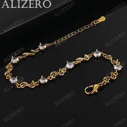 ALIZERO 925 Sterling Silver 18K Gold AAA Zircon Crystal Bracelets For Women Wedding Birthday Party Gift Fashion Jewelry