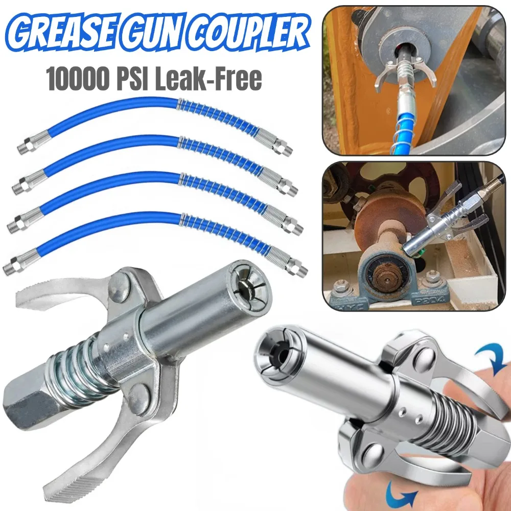 10000PSI Grease Gun Coupler NPTI/8 Oil Pump Quick Release Grease Nozzle Injector Lubricating Oil Grease Gun Car Auto Repair Tool