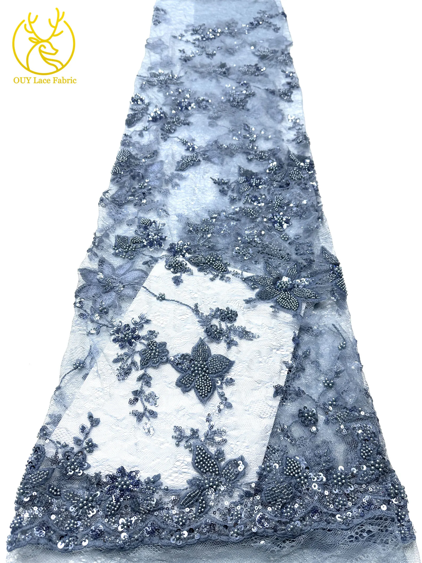 Grün Frankreich Damen Kleid Perlen Spitze Stoff 2026 Hochwertige afrikanische Stickerei Pailletten Spitze Stoff Party Abendkleid Stoff – Detail 23